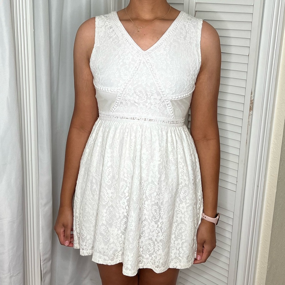 Mi Ami White Lace Mini Dress